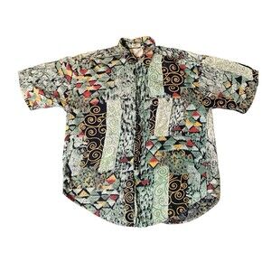 Vintage 90s Goouch Abstract Pattern Buttondown Shirt Men’s Large Art